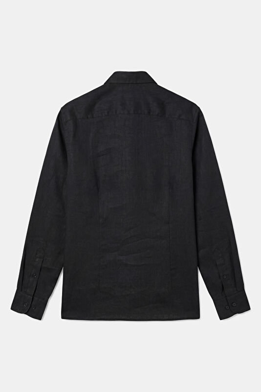 Relax Fit Black Linen Men's Shirt 2
