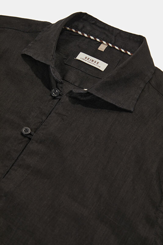 Relax Fit Black Linen Men's Shirt 3