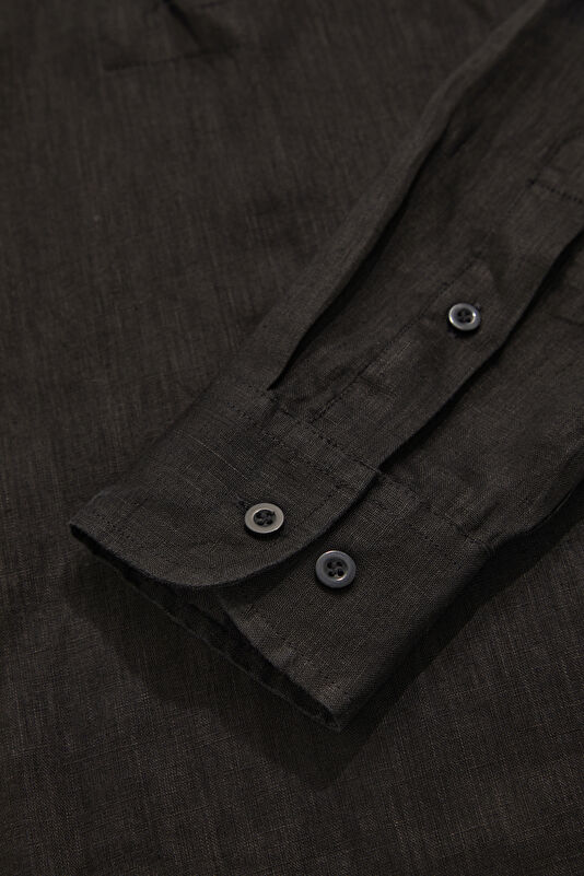 Relax Fit Black Linen Men's Shirt 4