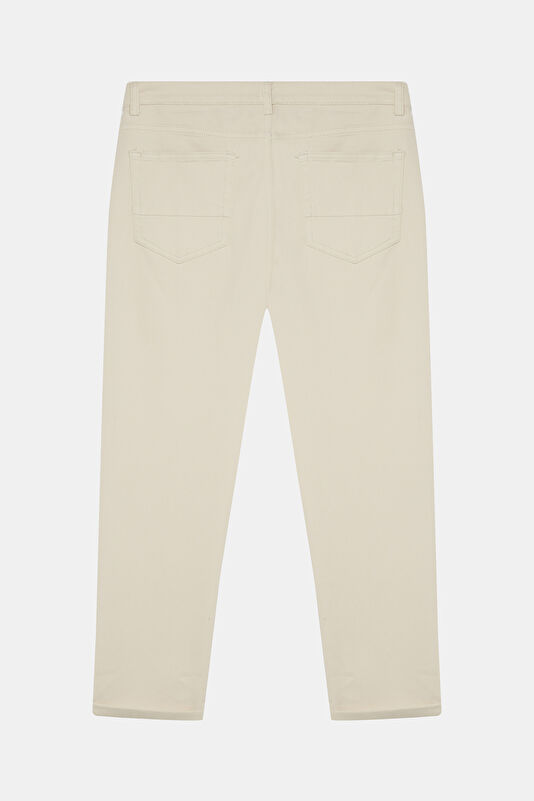 Relax Fit Ecru Straight Leg Cotton Elastane Men's Trousers 2