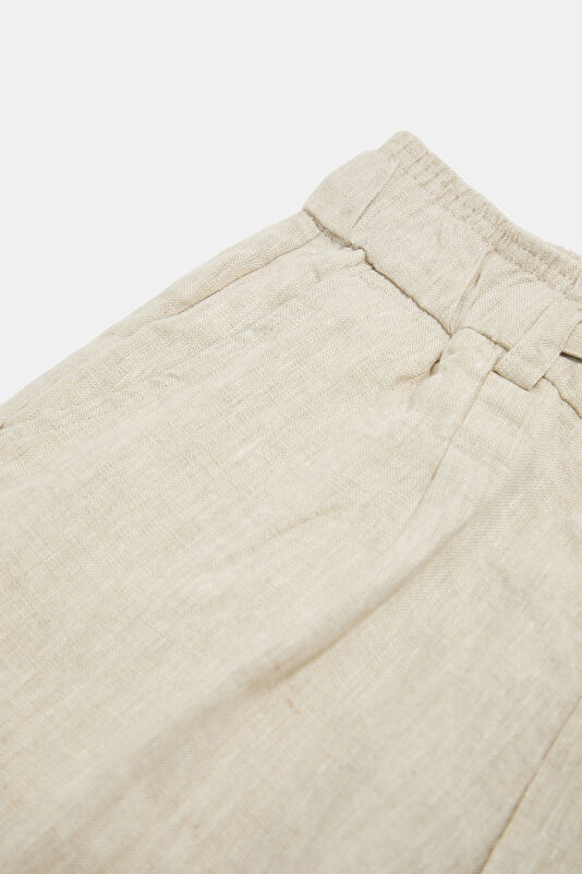 Relax Fit Beige Straight Leg Linen Men's Trousers 4