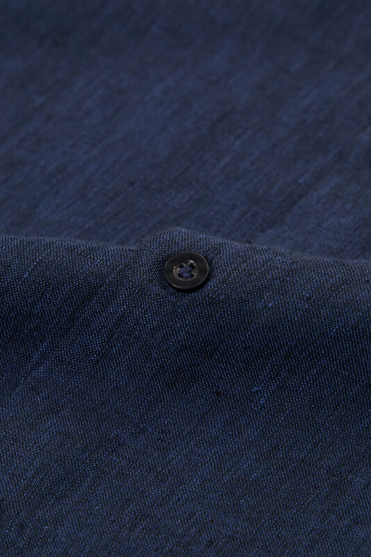 Relax Fit Navy Blue Linen Men's Shirt 4