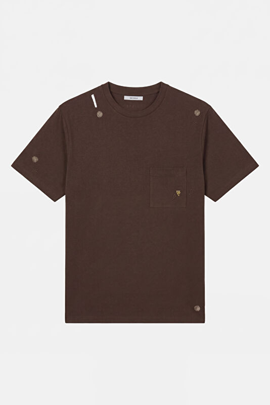 Relax Fit Brown Crew Neck Men's T-Shirt