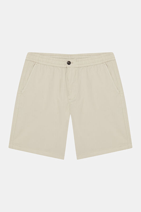 Beige Cotton Elastane Men's Shorts