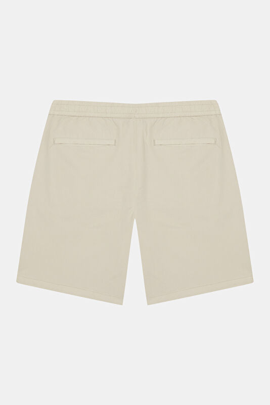 Beige Cotton Elastane Men's Shorts 2