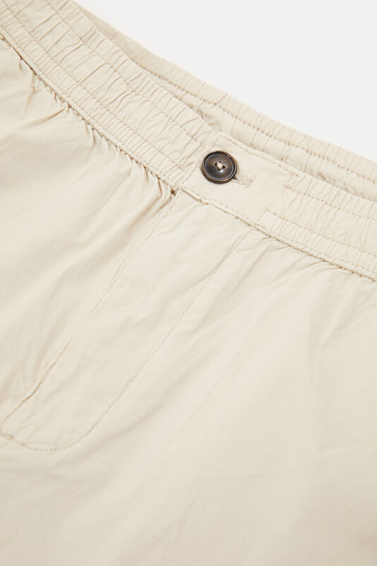 Beige Cotton Elastane Men's Shorts 3