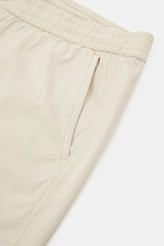 Beige Cotton Elastane Men's Shorts 4