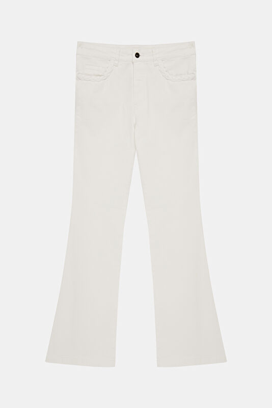Beyaz Bootcut Kadın Pantolon 4