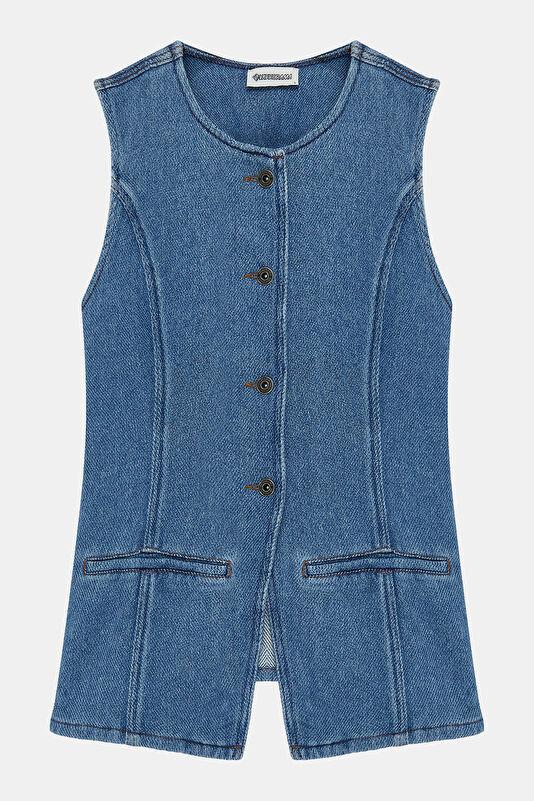 Blue Sleeveless Women's Blouse 4
