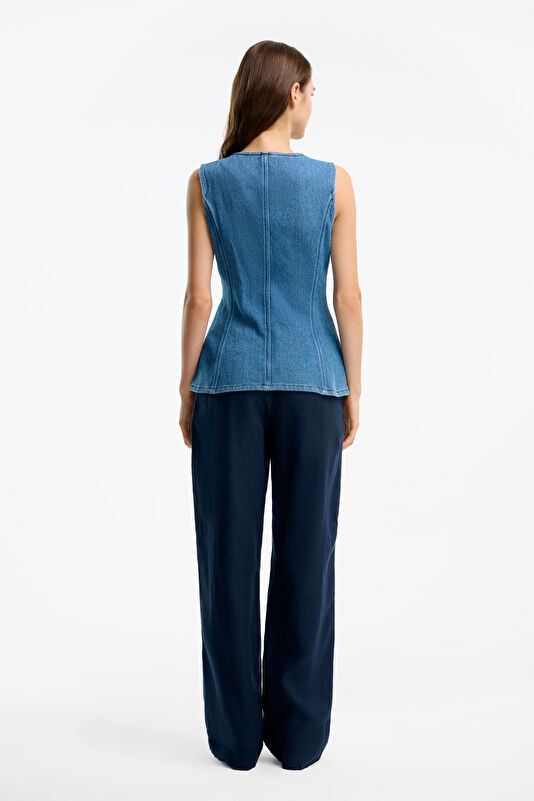 Blue Sleeveless Women's Blouse 2