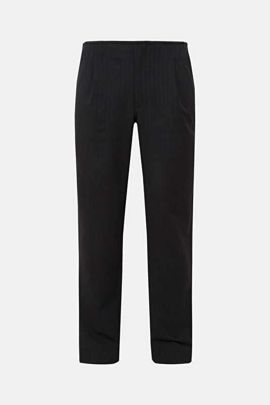 Relax Fit Black Straight Cotton Viscose Men's Pants