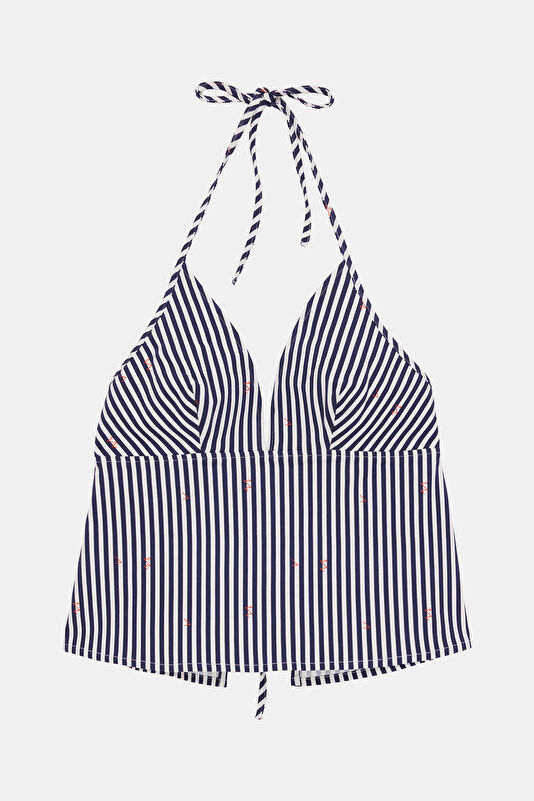 Navy Striped Strappy Women's Blouse