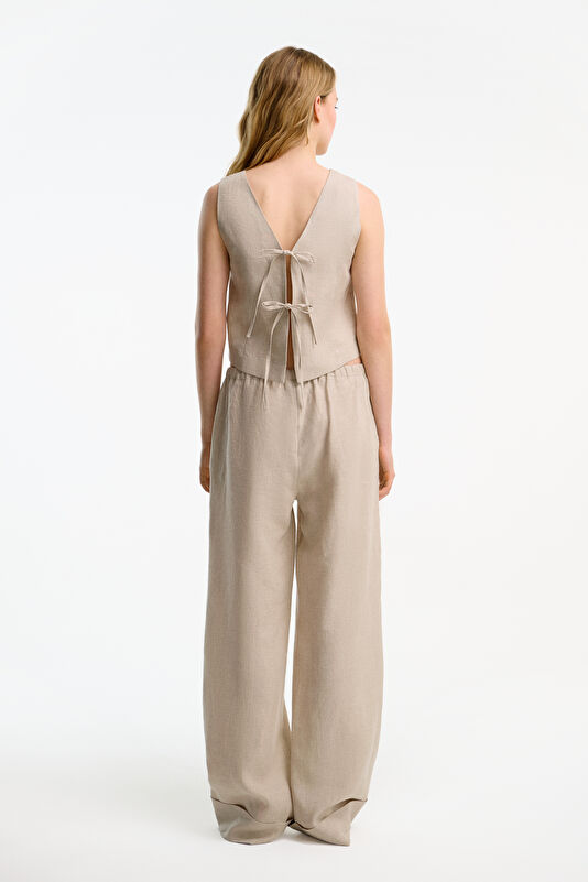 Taş Wide Leg Keten Kadın Pantolon 2