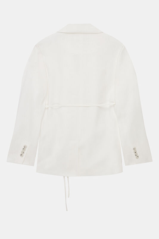 White Buttoned Linen Women's Jacket 2