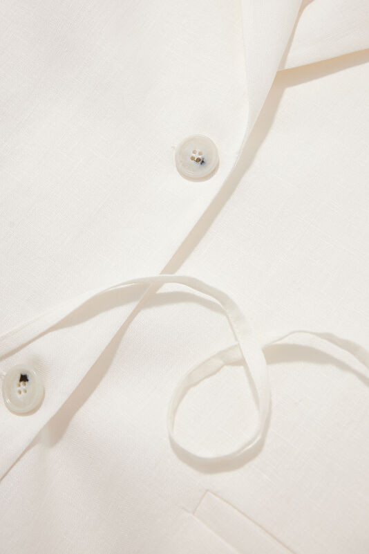 White Buttoned Linen Women's Jacket 4