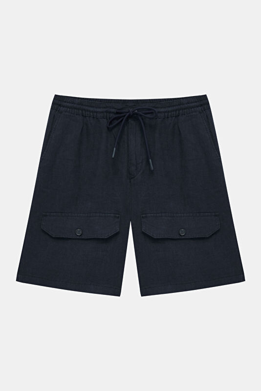 Navy Linen Men's Shorts