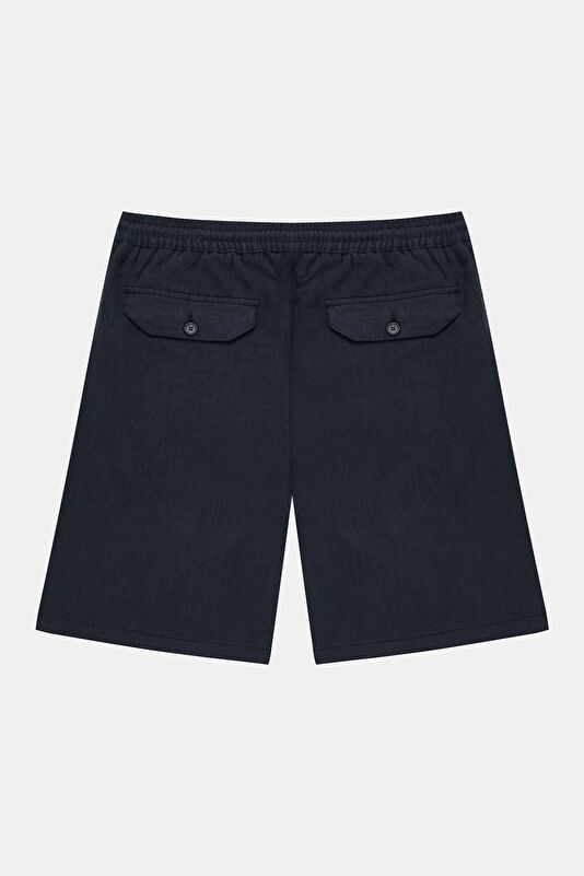 Navy Linen Men's Shorts 2