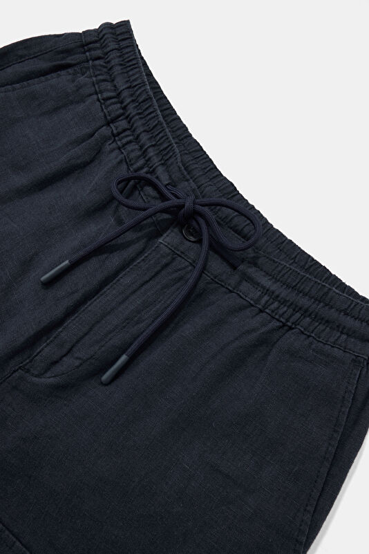 Navy Linen Men's Shorts 3