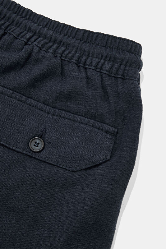 Navy Linen Men's Shorts 4