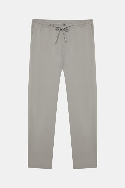 Gray Straight Leg Lyocell Men's Trousers