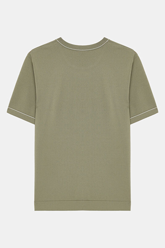 Khaki Crew Neck Men's T-Shirt 2