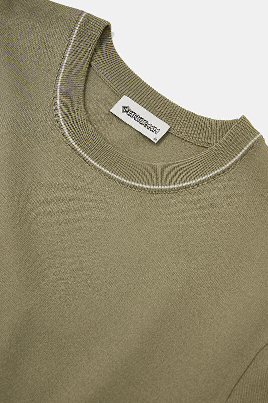 Khaki Crew Neck Men's T-Shirt 3