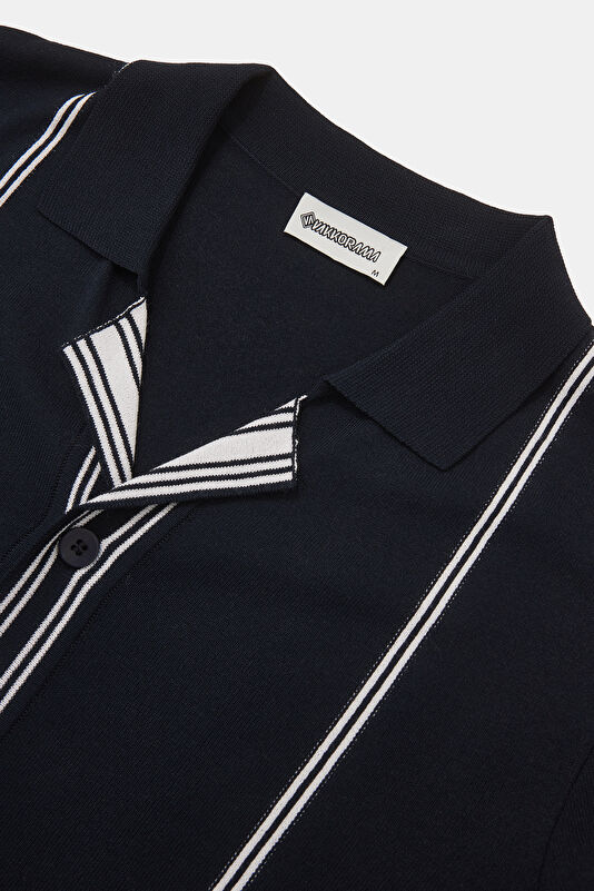 Navy Regular Striped Patterned Men's T-Shirt 3