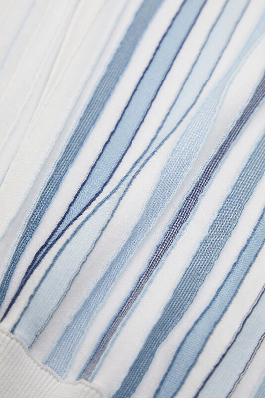 White Polo Collar Striped Pattern Men's T-Shirt 4