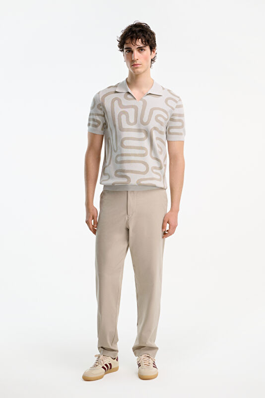 Stone Polo Collar Patterned Men's T-Shirt