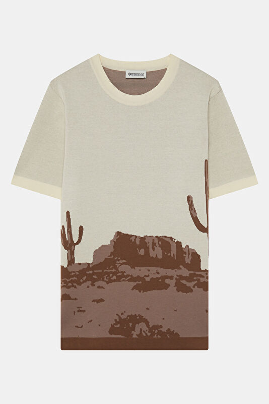 Multicolored Crew Neck Patterned Men's T-Shirt