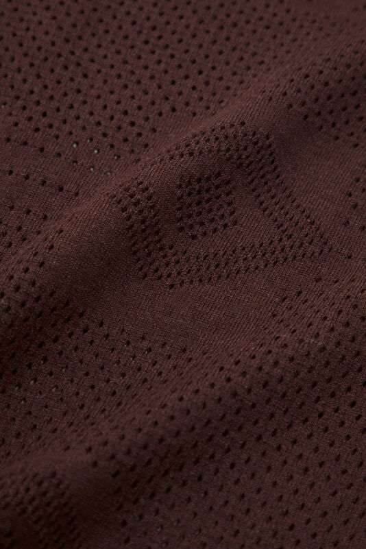 Brown Polo Collar Knitted Patterned Men's T-Shirt 4