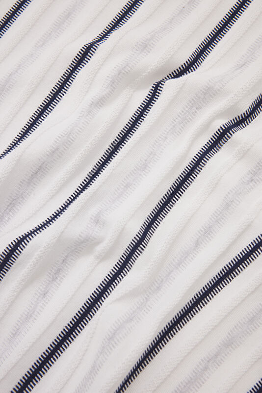 White Polo Collar Striped Pattern Men's T-Shirt 4