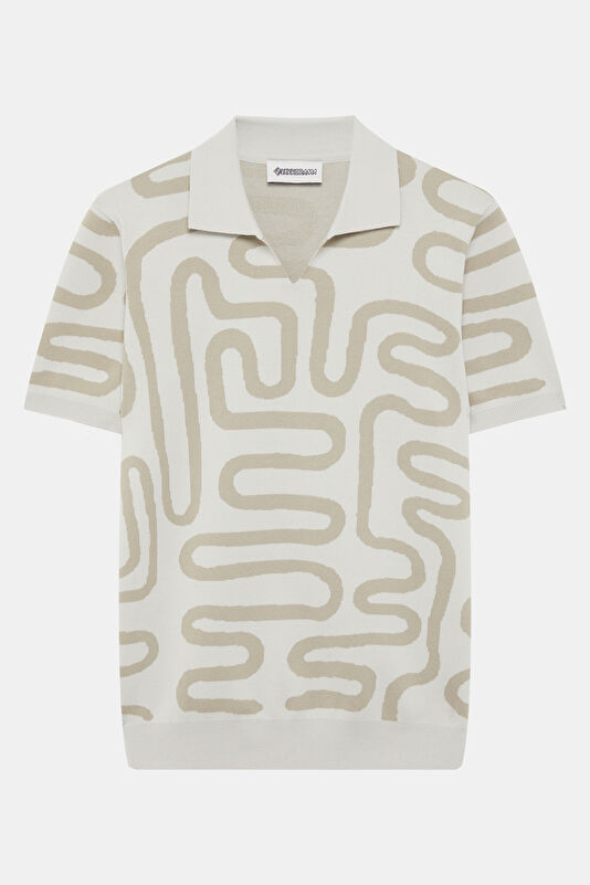 Stone Polo Collar Patterned Men's T-Shirt 3