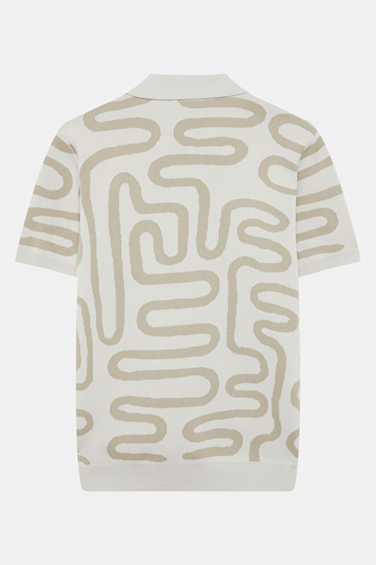 Stone Polo Collar Patterned Men's T-Shirt 4