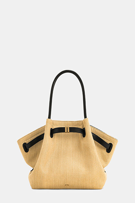 Hana Medium Faux Straw Tote Beige Bag