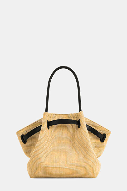 Hana Medium Faux Straw Tote Bej Çanta 2