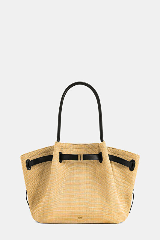 Hana Medium Faux Straw Tote Bej Çanta 3