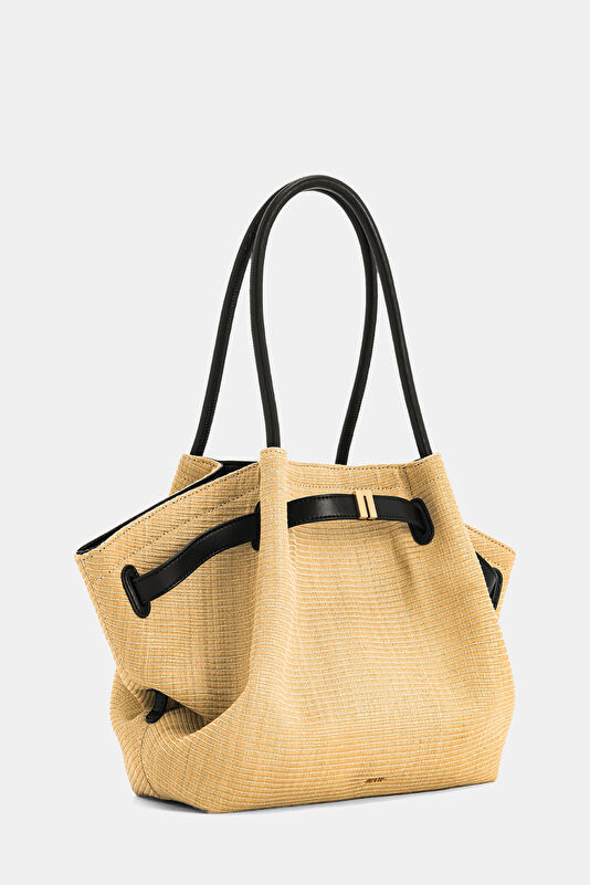 Hana Medium Faux Straw Tote Bej Çanta 4