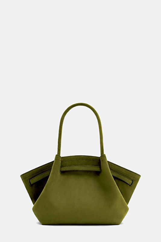 Hana Medium Faux Straw Tote Haki Çanta 2