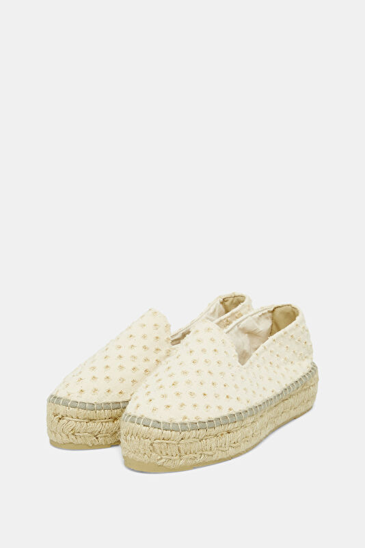 Double Sole Espadrilles Krem Kadın Ayakkabı 2
