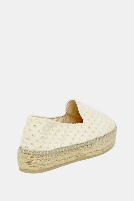 Double Sole Espadrilles Krem Kadın Ayakkabı 3