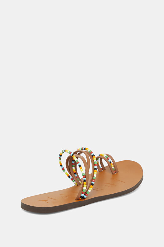 Leather Sandals Tan Women's Slippers 3