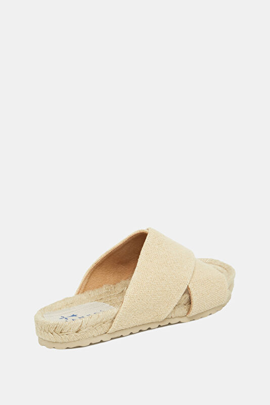 Crossed Bands Cream Men's Slippers 3