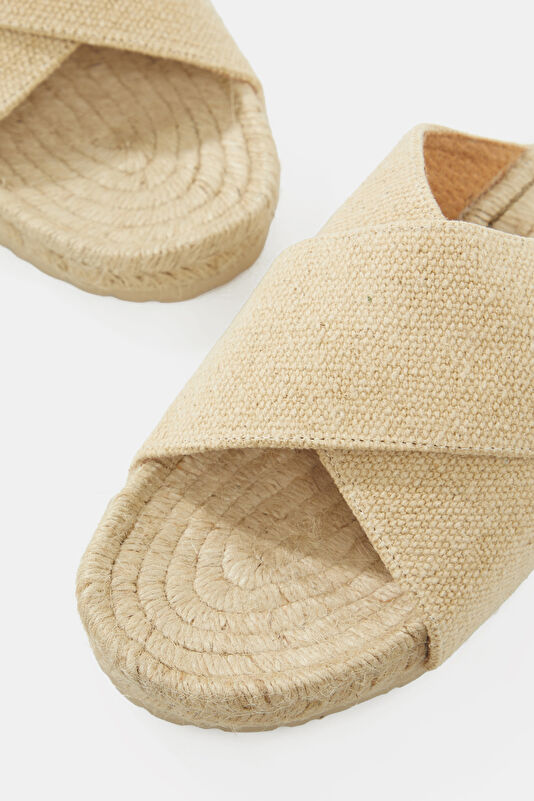 Crossed Bands Cream Men's Slippers 4