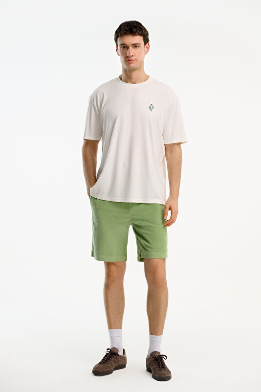 Ecru Crew Neck Embroidered Men's T-Shirt 3