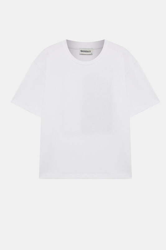 White Crew Neck Embroidered Men's T-Shirt