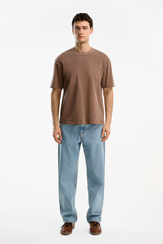 Light Brown Crew Neck Men's T-Shirt 3