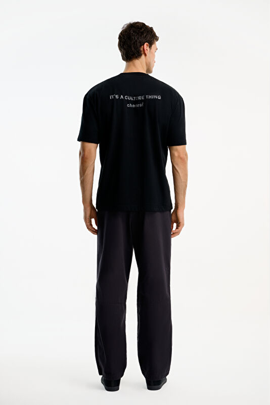 Black Crew Neck Embroidered Men's T-Shirt 2