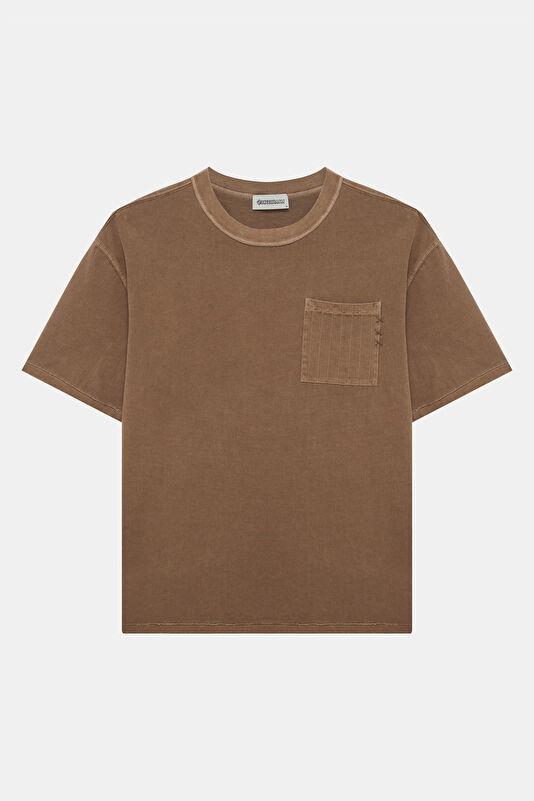 Light Brown Crew Neck Men's T-Shirt 4