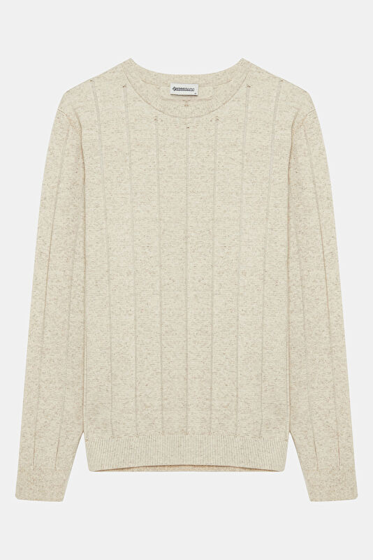 Men's Natural Striped Knit Sweater